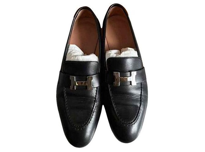 Hermès Time Flats Black Leather