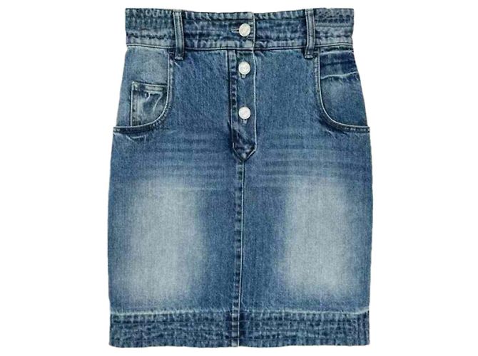 Falda Chanel de algodón azul talla 36