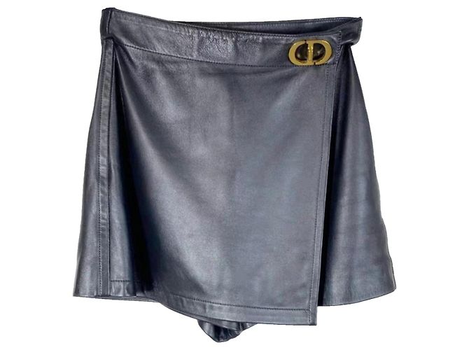 Autre Marque Pantaloncini Dior in pelle nera Nero