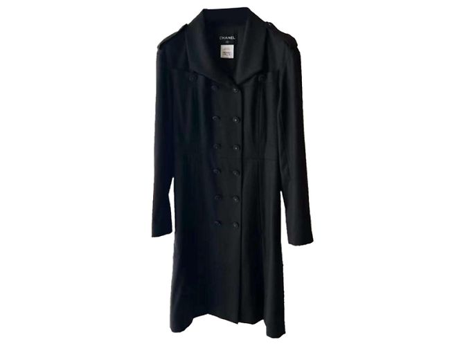 Chanel Black Wool Coat Size 36