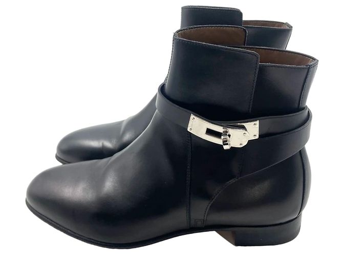 Hermès Black Leather Boots 37.5