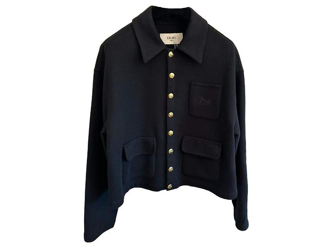 Céline Black Cashmere Coat Size 38