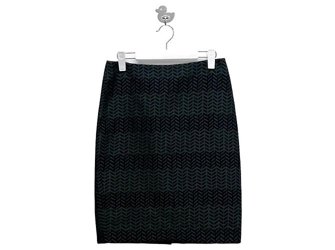 Falda Lápiz Max Mara Estampado Degradado Negro y Verde Oscuro Poliéster IT40 Multicolor