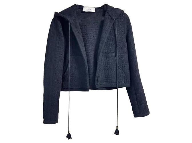 Giacca in lana nera Céline Nero
