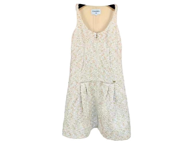 Chanel Tweed Kleid Mehrfarbig Größe 34 Mehrfarben
