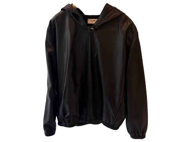 Jaqueta de couro preta Céline Preto
