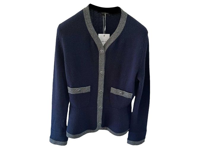 Chanel Strickjacke aus Kaschmir Navy Blau Marineblau