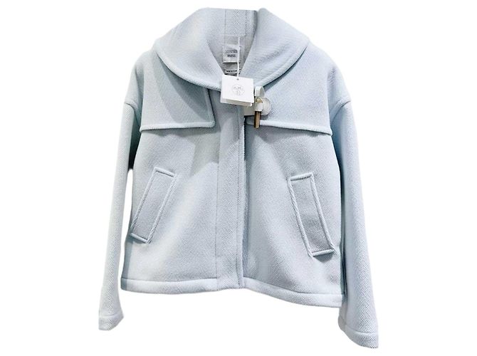 Hermès Blue Wool Coat Size 36