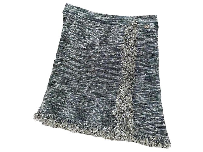 Chanel Tweed Rock Mehrfarbig Größe 38 Mehrfarben