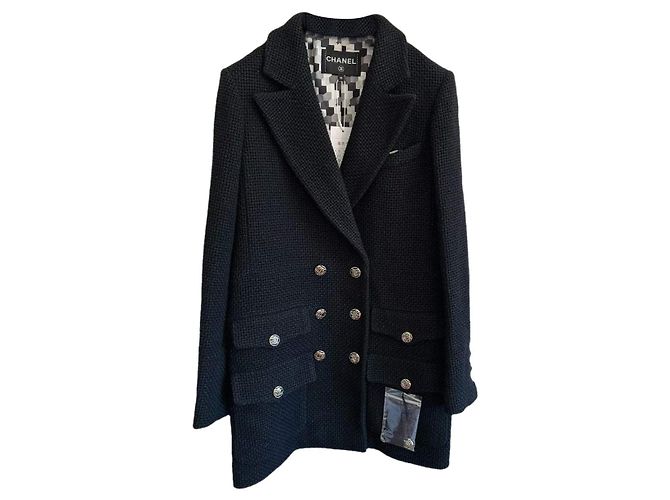 Chanel Black Wool Coat Size 36
