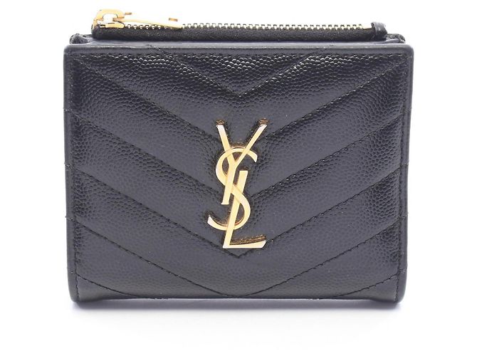 Autre Marque Portafoglio bi-fold Monogram Saint Laurent Paris Nero