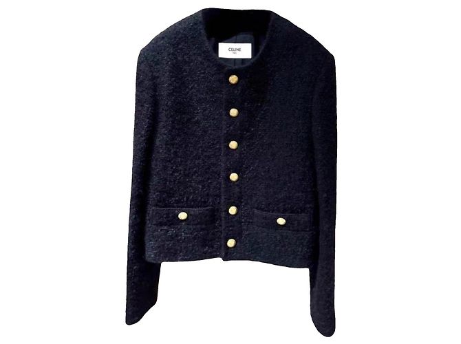 Giacca in lana nera Céline Nero