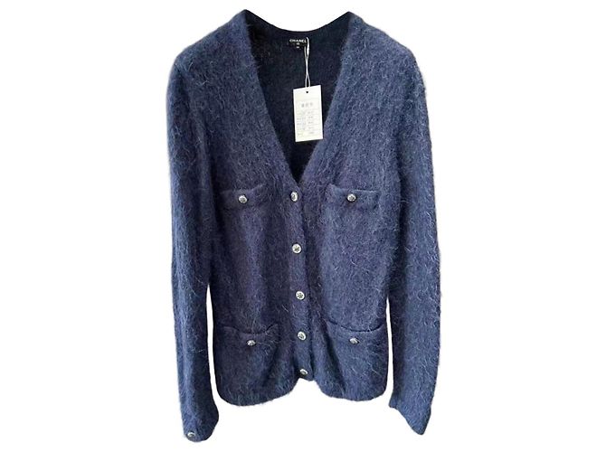 Chanel Strickpullover aus Wolle Navy Größe 38 Marineblau