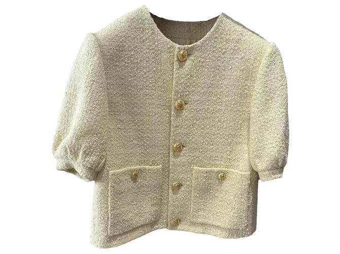 Giacca in tweed giallo Céline Taglia 38