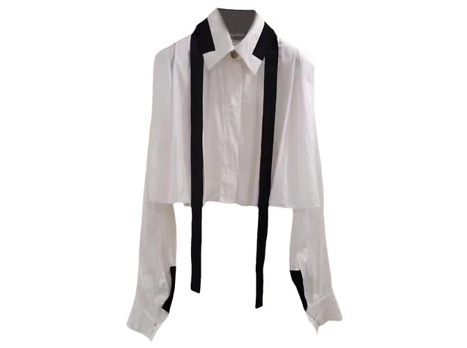 Top Chanel de algodón blanco talla 36