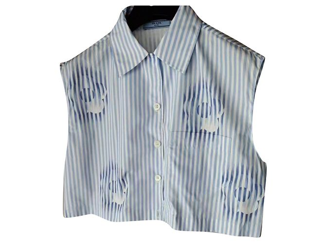 Top Prada in cotone blu