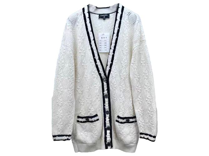 Chanel Prendas de punto de cachemir blanco 34 FR