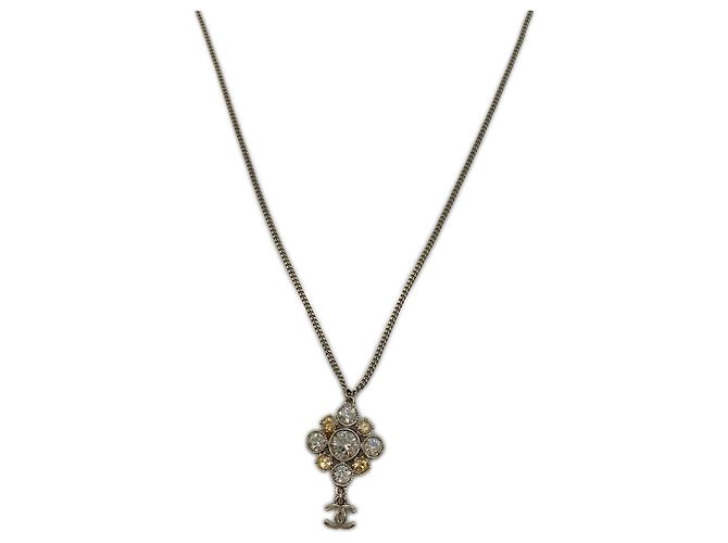 Colar Chanel Coco Mark com strass Prata Dourado