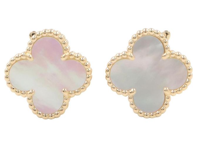 Orecchini Van Cleef & Arpels Vintage Alhambra Bianco D'oro