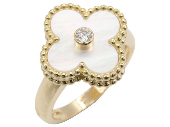 Bague Van Cleef & Arpels Vintage Alhambra Nacre 1PD Blanc Doré