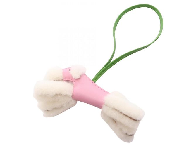 Charm Buddy Hermès in agnello rosa verde bianco Verde chiaro