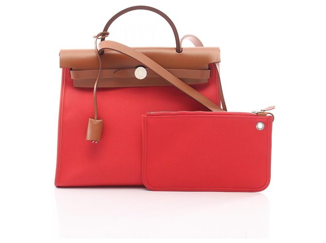 Hermès Hermes Herbag Zip PM Sac à main 2-Way Marron Rose Rouge