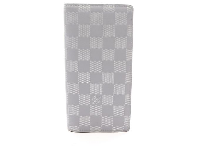 Brazza Louis Vuitton Gray Leather Bi-Fold Long Wallet Brown