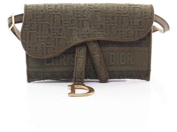 Borsa Saddle Christian Dior in pelle kaki Cachi