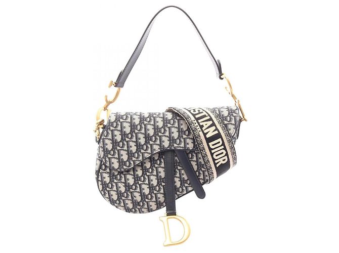 Borsa Saddle Christian Dior in Beige e Navy Blu navy