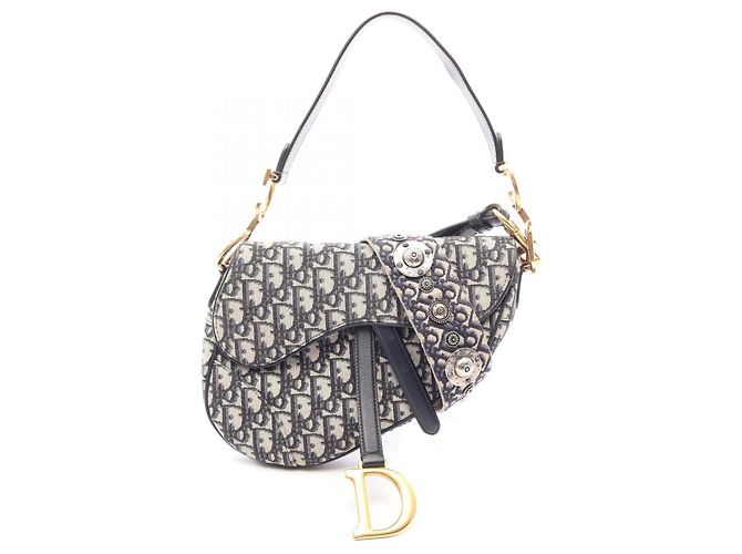 Borsa Dior Saddle Christian Dior Beige Blu navy