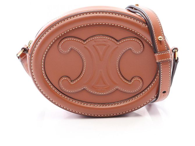 Céline Borsa a tracolla Celine Triomphe Oval Purse Cuile Marrone