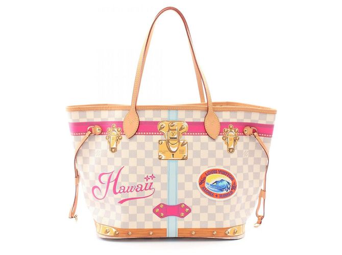 Saco Tote Louis Vuitton Neverfull MM Summer Trunk Branco Multicor