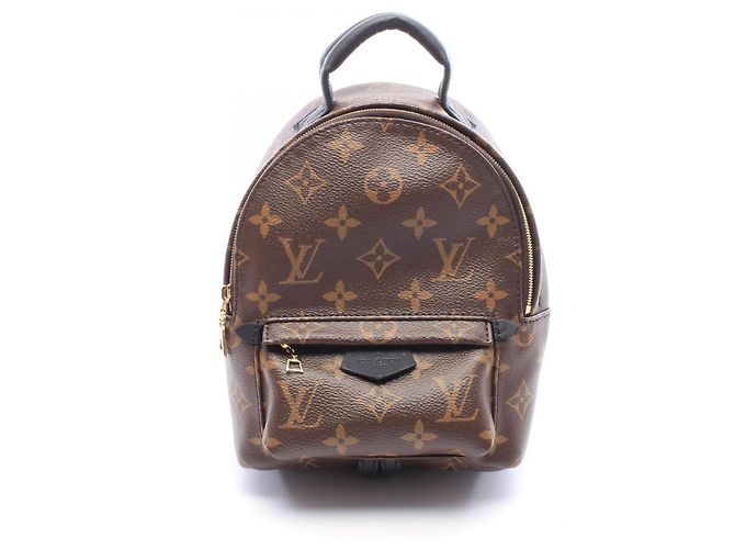 Mochila Louis Vuitton Palm Springs Mini Marrom Preto Monograma