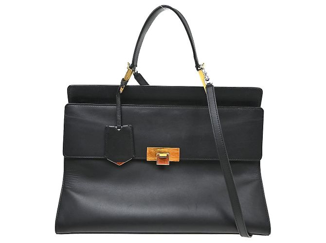 Balenciaga Le Dix Zip Cartable Top Handle Leather Medium Preto