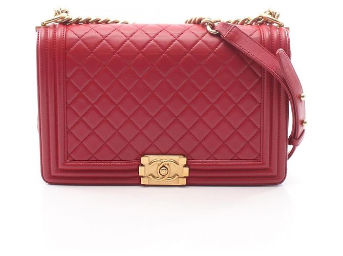 Borsa a tracolla Chanel Boy Large Matelassé Rosso