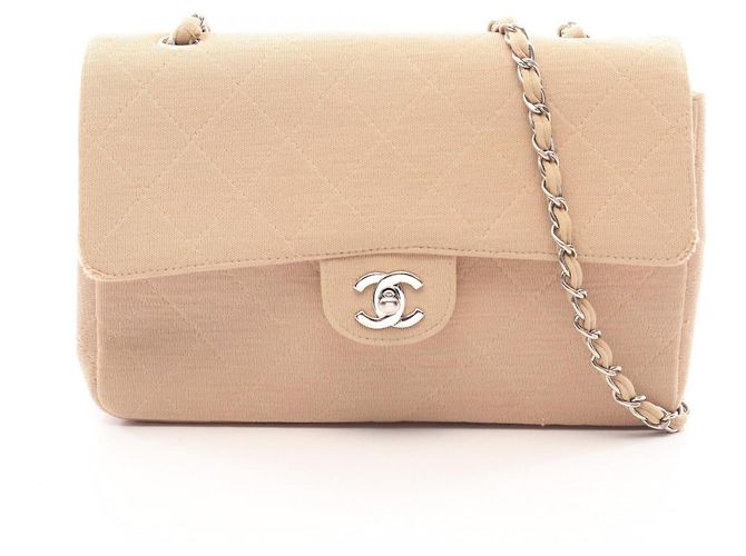 Timeless Bolsa de Ombro Chanel Matelassé Single Flap Bege
