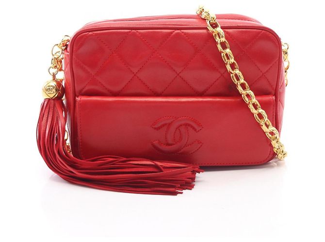 Bolsa de Ombro Chanel Matelassé com Borla Vermelho