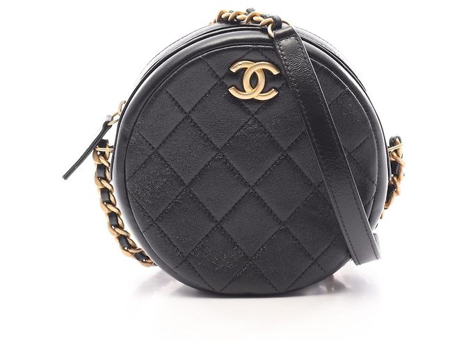Borsa a tracolla mini rotonda Chanel Matelassé Black