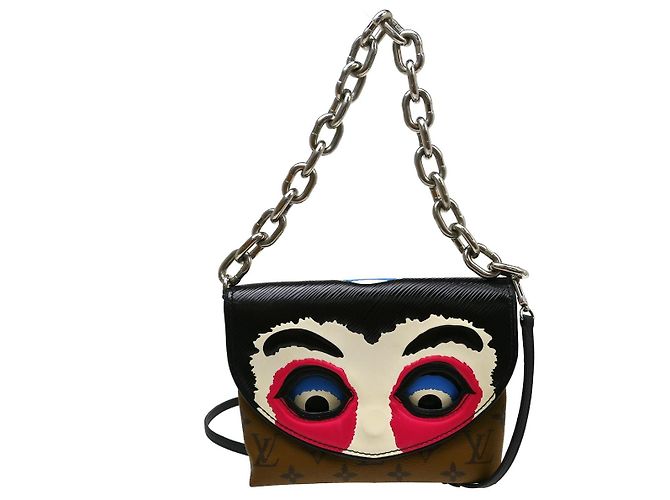 Louis Vuitton Pochette Kabuki em couro Epi estampado e canvas Monogram Reverse Marrom