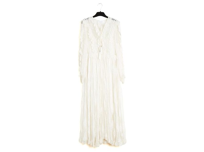 Zimmermann Vestido Maxi Seda Plumetis Ecru
