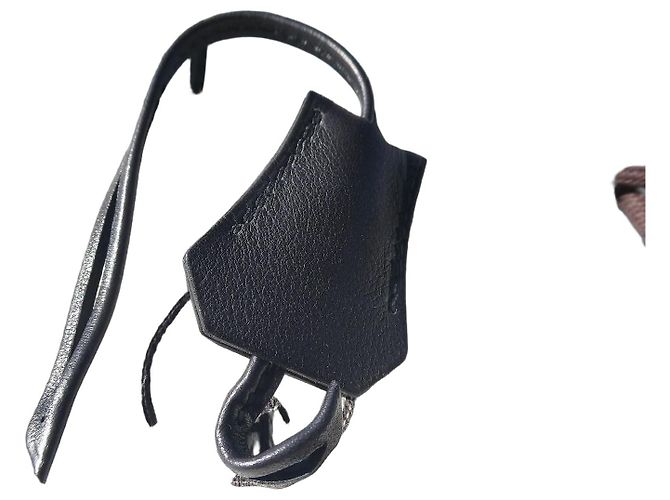 Hermès Black Leather Clochette and Pull for Kelly or Birkin