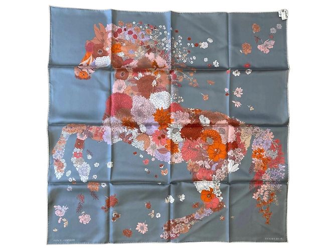 Lenço de seda Hermès Twill Robe Légère Rosa Vermelho Multicor Bege Laranja Cinza