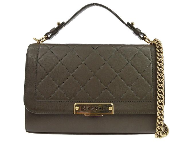 Chanel Label Click Flap Quilted Calfskin Medium Vert