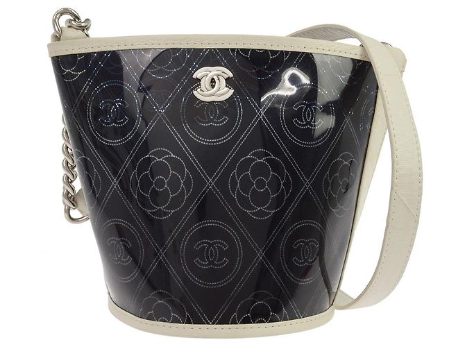 Chanel Camellia Coco Bucket Printed PVC Medium Noir