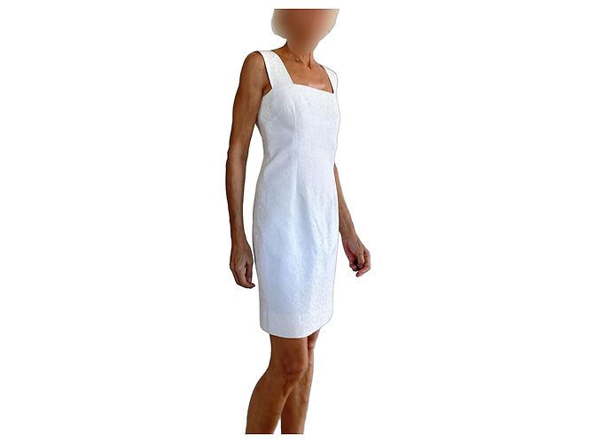 Autre Marque Weißes Mini-Trägerkleid aus Baumwoll-Piqué