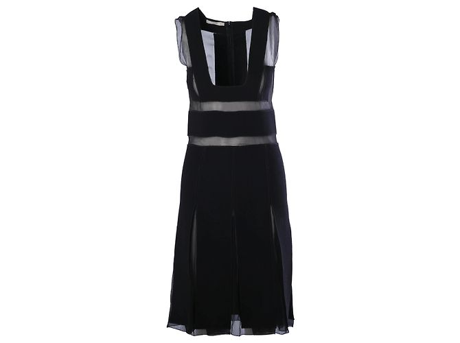 Vestido Prada negro con paneles de gasa de seda semitransparente