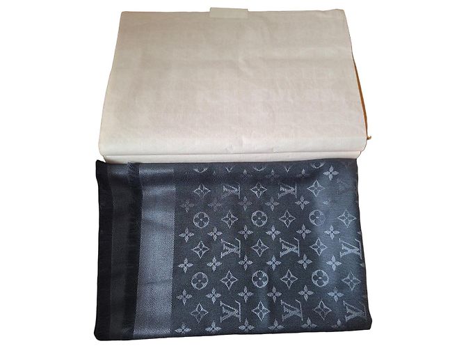 Louis Vuitton Cachecol MNG Clássico Monograma Cinza Cinza antracite