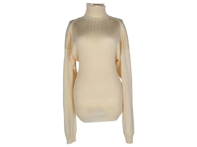 Bottega Veneta Bottega Rollkragenpullover aus cremefarbener Seide Weiß Roh