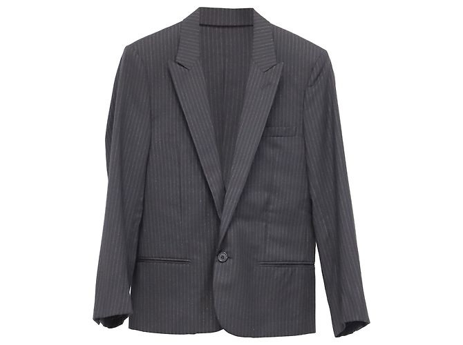 Autre Marque Dior Single-Breasted Pinstripe Blazer in Black Wool