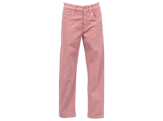 Vaqueros Straight-Leg Brunello Cucinelli en algodón rosa